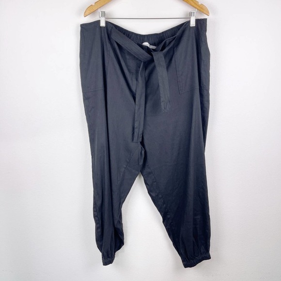 Calvin Klein Black Linen Blend Tie Waist Jogger Style Pants Women’s Size 2X - Picture 1 of 10